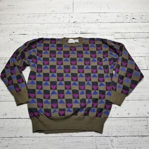 Vintage Mark Scot‎ Sweater Mens XL Geometric Pattern Ramie Pullover 90s